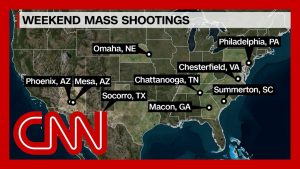 Weekend mass shootings in US leave at least a dozen dead and over 60 injured